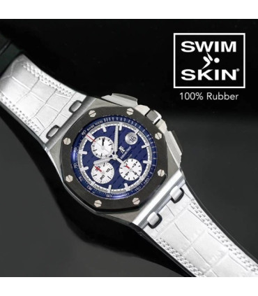 Rubber B strap APC44 Alligator SwimSkin  White 