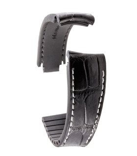 R-Strap - Alligator strap for Rolex - Black with white stitching