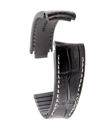 R-Strap - Alligator strap for Rolex - Black with white stitching