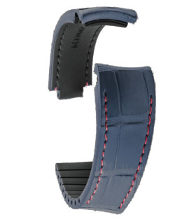 R-Strap - Alligator strap for Rolex - Navy blue with red stitching