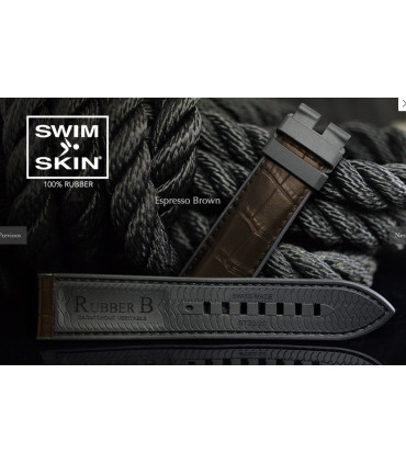 Rubber B strap Alligator SwimSkin PS24 Black