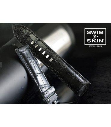 Rubber B strap Alligator SwimSkin PS24 Black