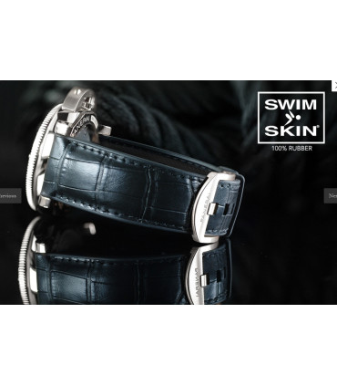 Rubber B strap Alligator SwimSkin PS24 Black