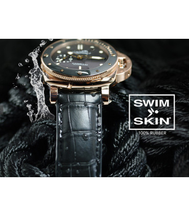 Rubber B strap Alligator SwimSkin PS24 Black