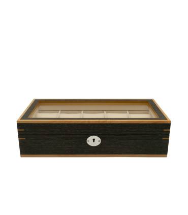 Clipperton 10 watch box in grey wood with glass lid