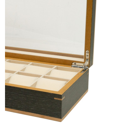 Clipperton 10 watch box in grey wood with glass lid