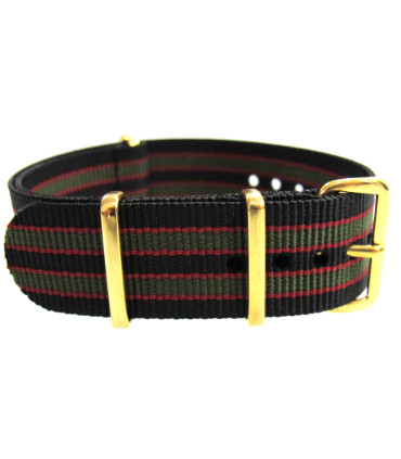 NATO strap  Black/Red/Khaki Gold