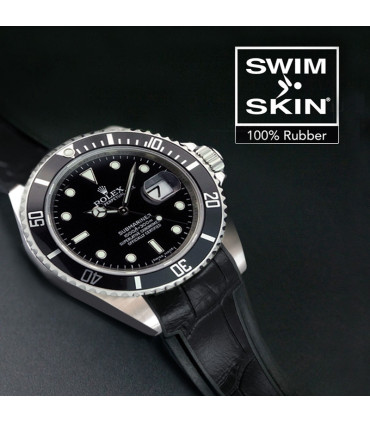 Rubber B strap Swimskin Alligator Black