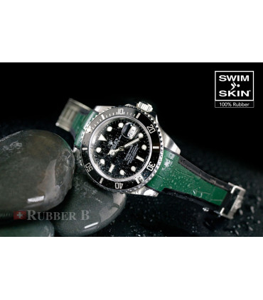 Rubber B strap Swimskin Alligator Pine Green