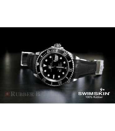 Rubber B strap Swimskin Alligator Black