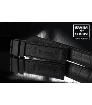 Rubber B strap ST20 Alligator SwimSkin Black