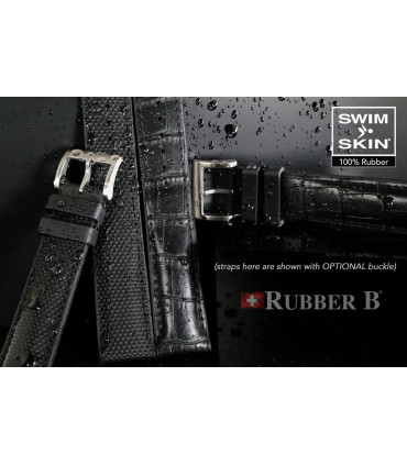 Rubber B strap ST20 Alligator SwimSkin Black