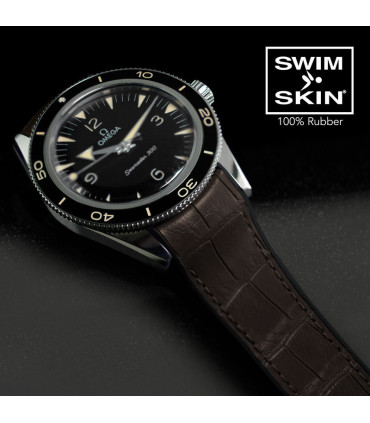 Rubber B strap Alligator SwimSkin 21mm for Omega Seamaster Heritage