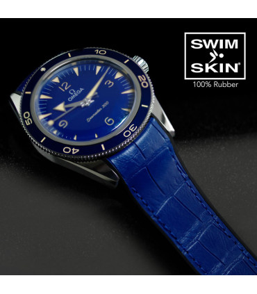 Rubber B strap Alligator SwimSkin for Omega Seamaster Heritage 21mm