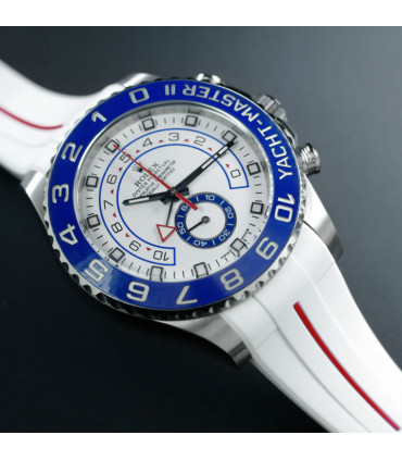 RubberB strap M109 White/Red for Rolex Yachtmaster II 44mm