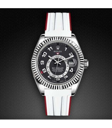 Rubber B Strap M111 White/Red for Sky-Dweller on Oyster Bracelet