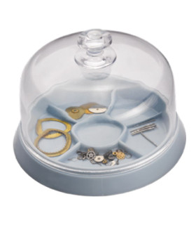 Parts tray with clear plastic cover