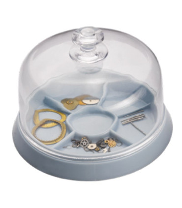 Parts tray with clear plastic cover