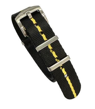 Seat Belt NATO watch strap - Black/Yellow