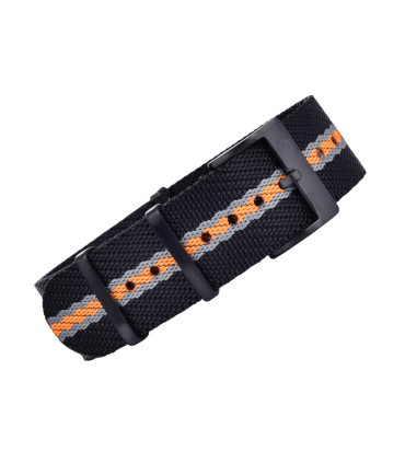 Premium nato strap PVD buckle - Black/Grey/Orange