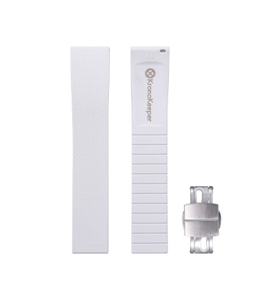 KronoKeeper adjustable Rubber Strap with deployant clasp - White