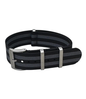 KronoKeeper ribbed nato strap - Bond Black/Grey