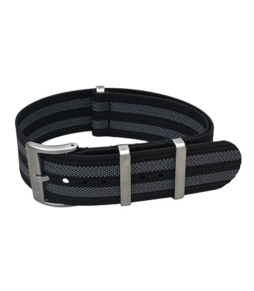 KronoKeeper ribbed nato strap - Bond Black/Grey