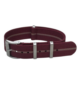 KronoKeeper ribbed nato strap - Burgundy/Khaki