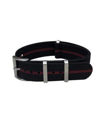 KronoKeeper ribbed nato strap - Black/Red