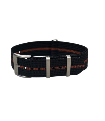 KronoKeeper ribbed nato strap - Black/Orange