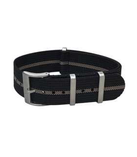 KronoKeeper ribbed nato strap - Black/Khaki