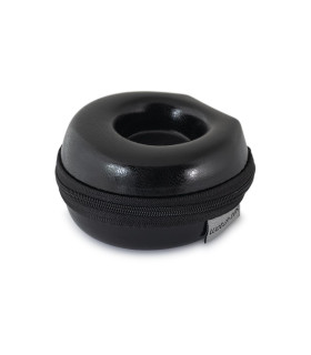 Watch Box Donut, small, hard case, shiny artificial leather, black
