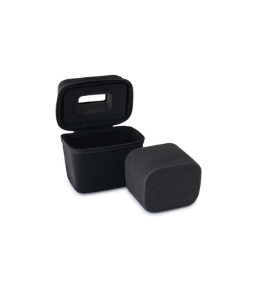 Watch Box hard case with viewing window, textile cover, matt shiny, black