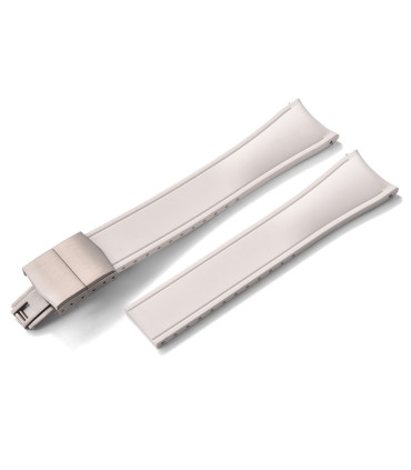 KronoKeeper curved adjustable Rubber Strap with deployant clasp - White