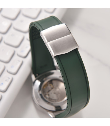 KronoKeeper curved adjustable Rubber Strap with deployant clasp - White