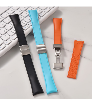 KronoKeeper curved adjustable Rubber Strap with deployant clasp - Red