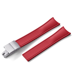 KronoKeeper curved adjustable Rubber Strap with deployant clasp - Red
