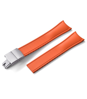 KronoKeeper curved adjustable Rubber Strap with deployant clasp - Orange