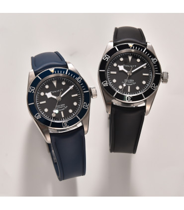 KronoKeeper curved adjustable Rubber Strap with deployant clasp - Grey