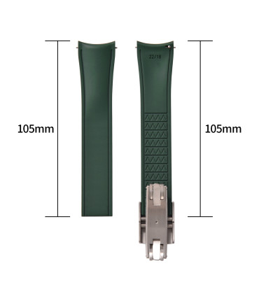 KronoKeeper curved adjustable Rubber Strap with deployant clasp - Grey