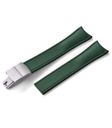 KronoKeeper curved adjustable Rubber Strap with deployant clasp - Green