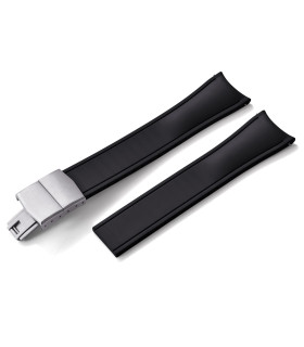 KronoKeeper curved adjustable Rubber Strap with deployant clasp - Black