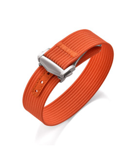KronoKeeper ribbed nato strap with deployant buckle - Orange