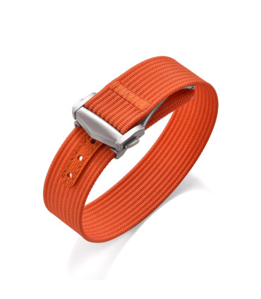 KronoKeeper ribbed nato strap with deployant buckle - Orange
