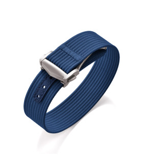 KronoKeeper ribbed nato strap with deployant buckle - navy Blue