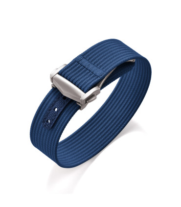 KronoKeeper ribbed nato strap with deployant buckle - navy Blue