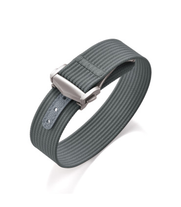 KronoKeeper ribbed nato strap with deployant buckle - Grey