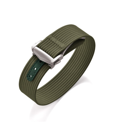 KronoKeeper ribbed nato strap with deployant buckle - Green
