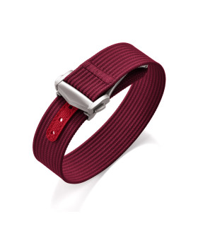 KronoKeeper ribbed nato strap with deployant buckle - Dark Red