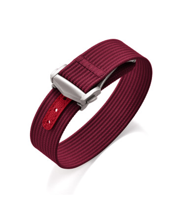 KronoKeeper ribbed nato strap with deployant buckle - Dark Red